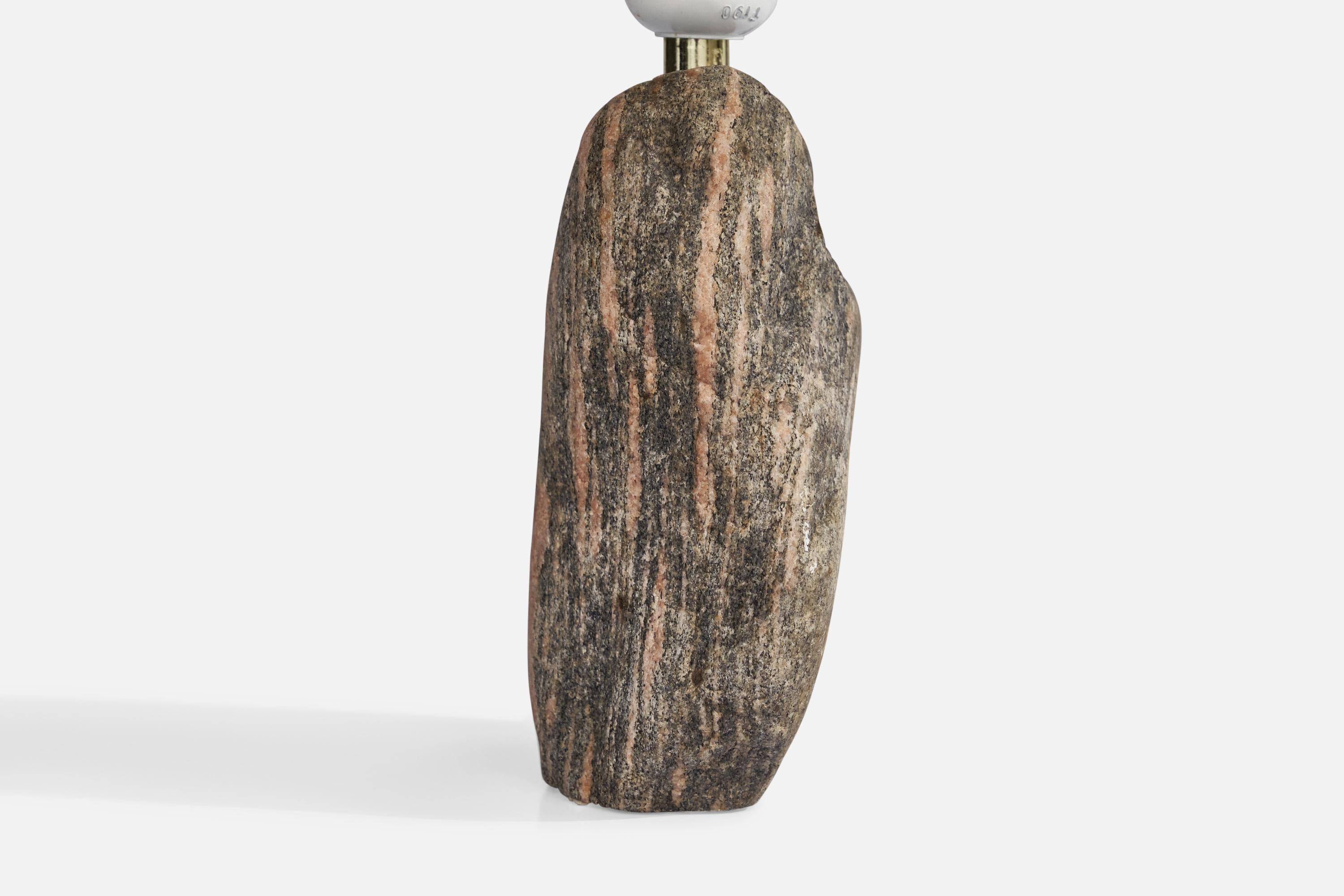 Gerhard Carlsson, Table Lamp, Stone, Brass, Sweden, 1990s For Sale 2