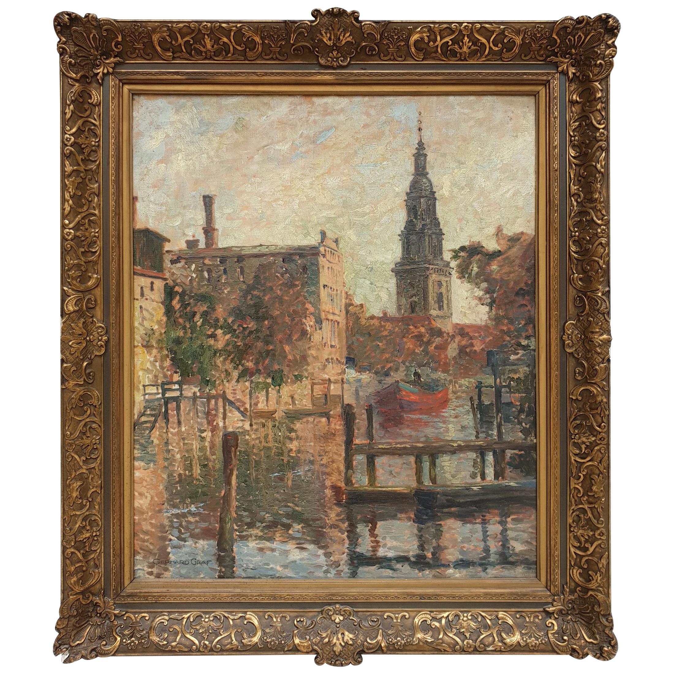 Gerhard Graf, a Canal in Hamburg, 1920s For Sale
