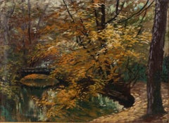Autumn Forest - Oil on plate by Gerhard Haenisch - 19th Century
