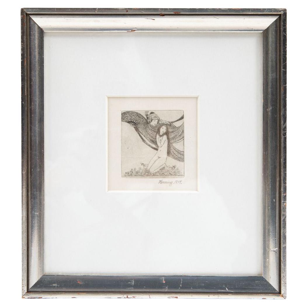 Gerhard Henning: Aquatint Etching – Two Oriental Figures (1914) For Sale