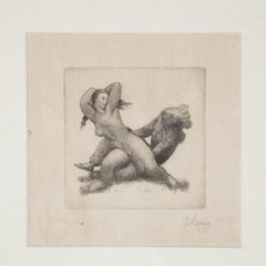 Gerhard Henning: Aquatint Etching – “Woman and Harlequin”