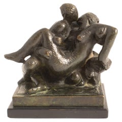 Antique Gerhard Henning Bronze Sculpture "Loving Couple"