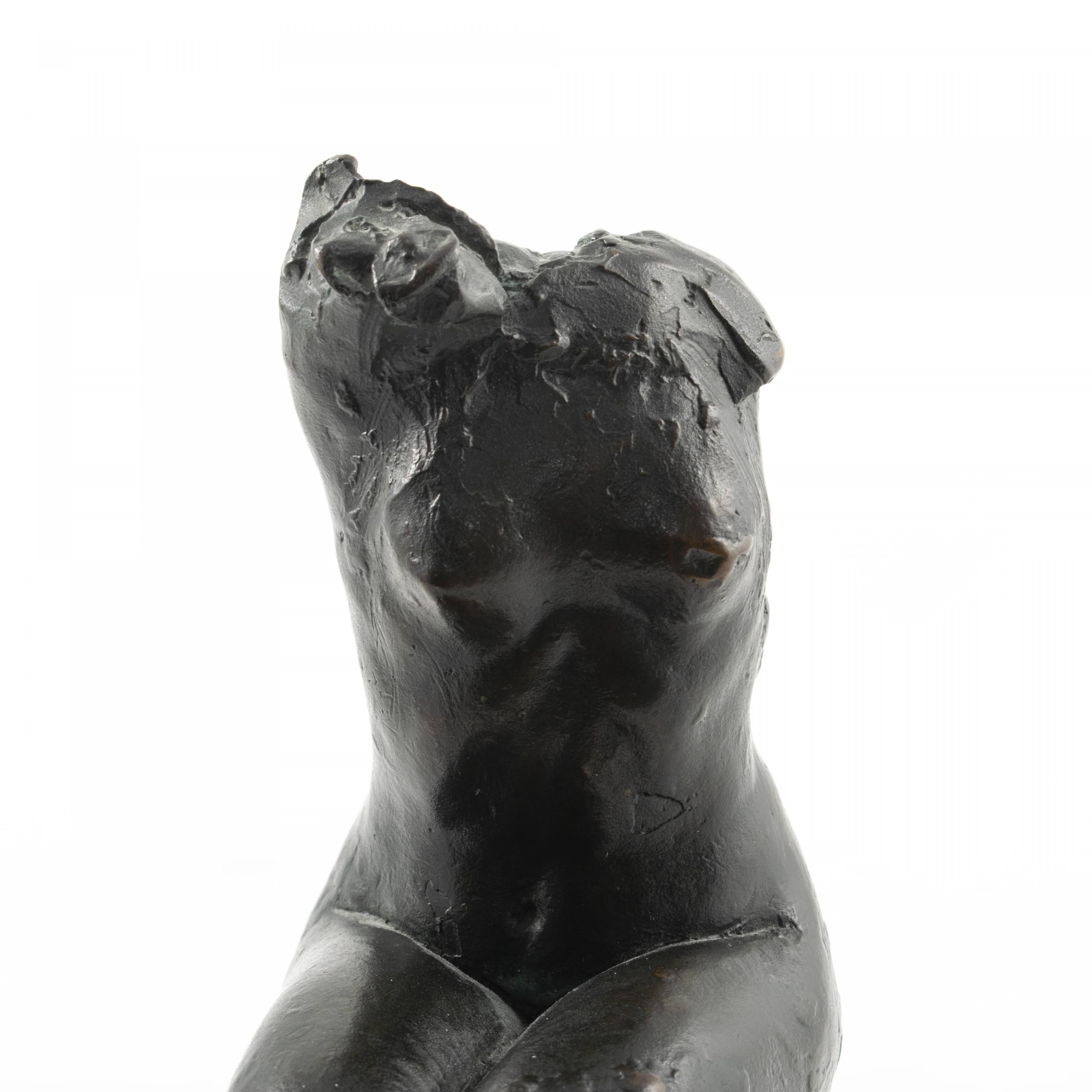 Patinated Gerhard Henning, Bronze Statuette, Sitting Woman