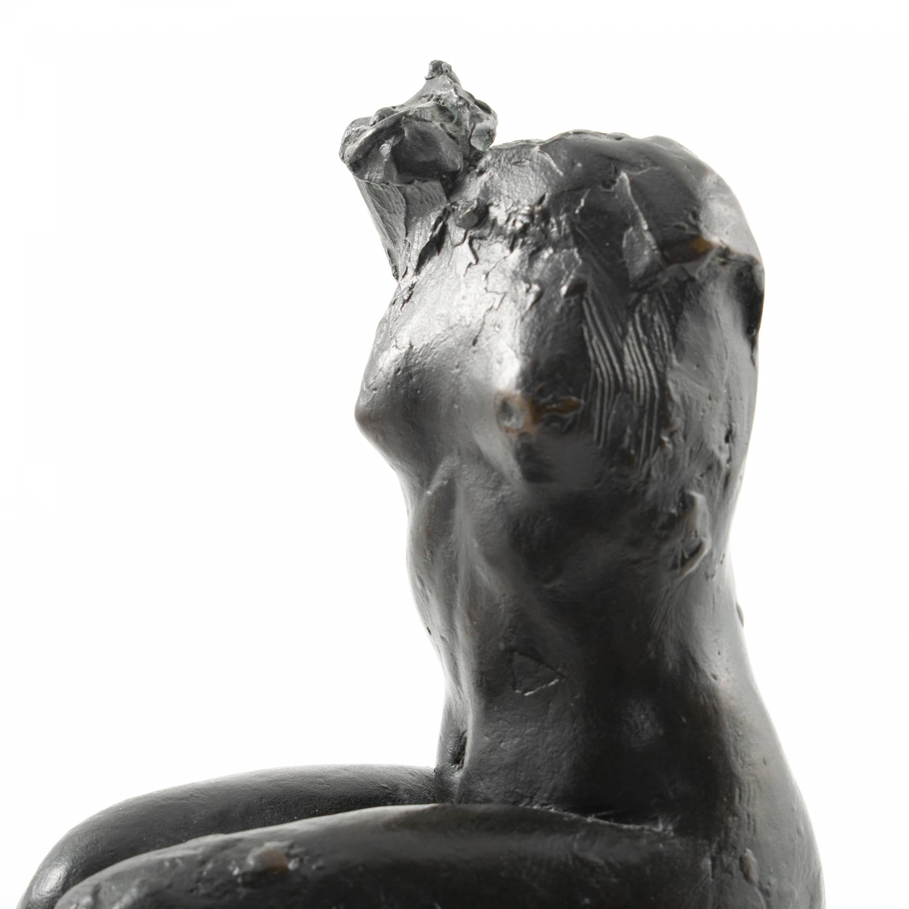Gerhard Henning, Bronze Statuette, Sitting Woman In Good Condition In Kastrup, DK