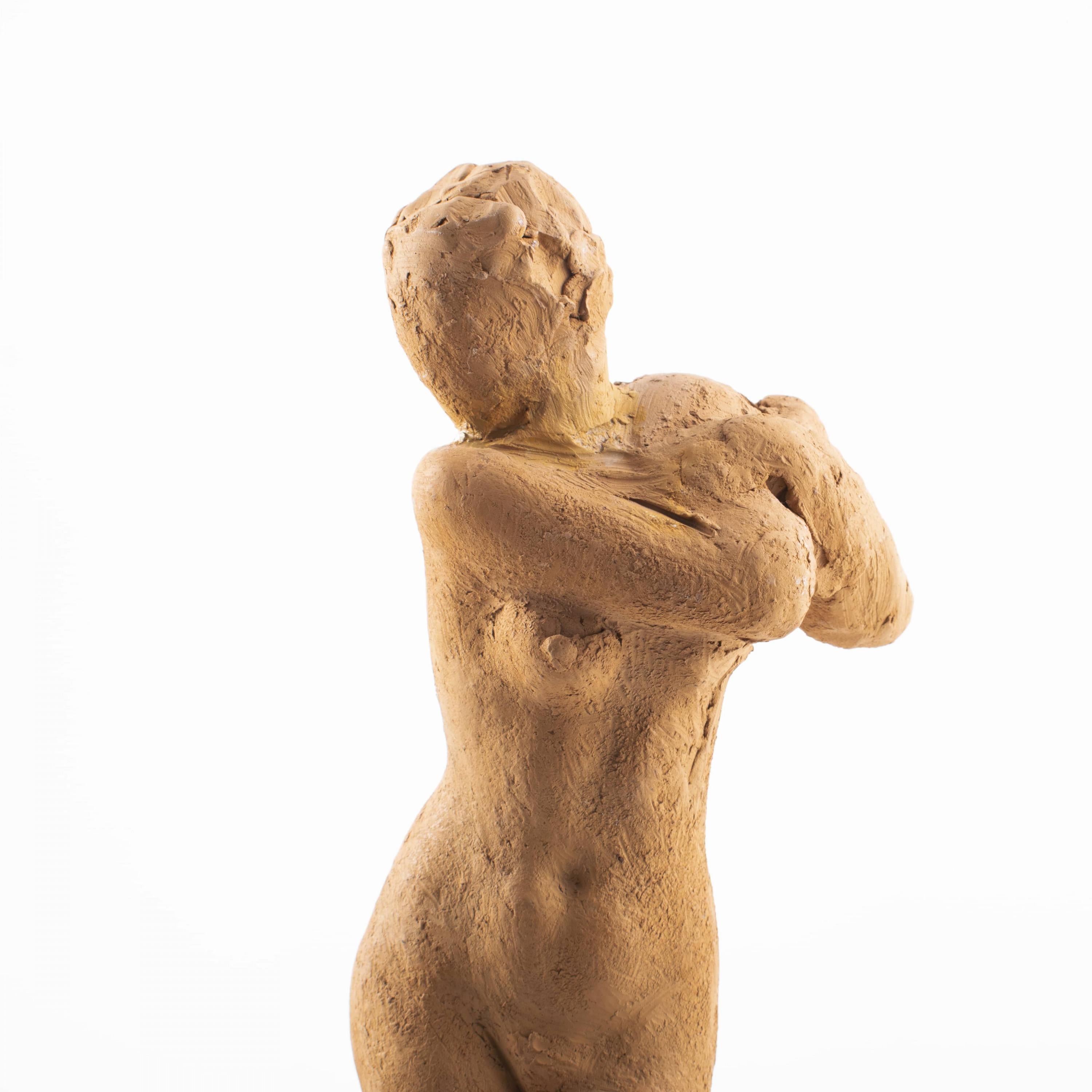 Modern Gerhard Henning, Gracious Female Figure in Burnt Clay For Sale