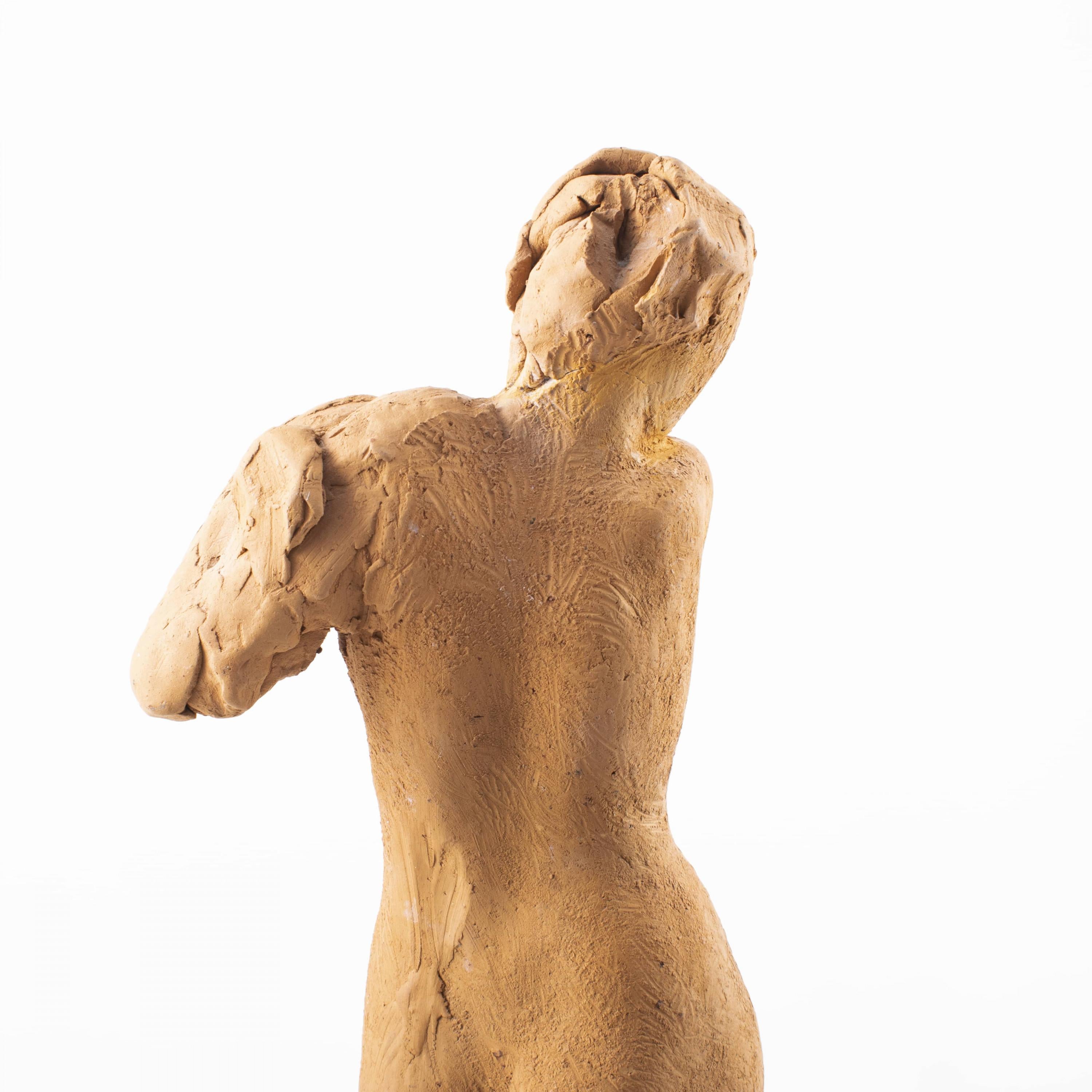 20th Century Gerhard Henning, Gracious Female Figure in Burnt Clay For Sale