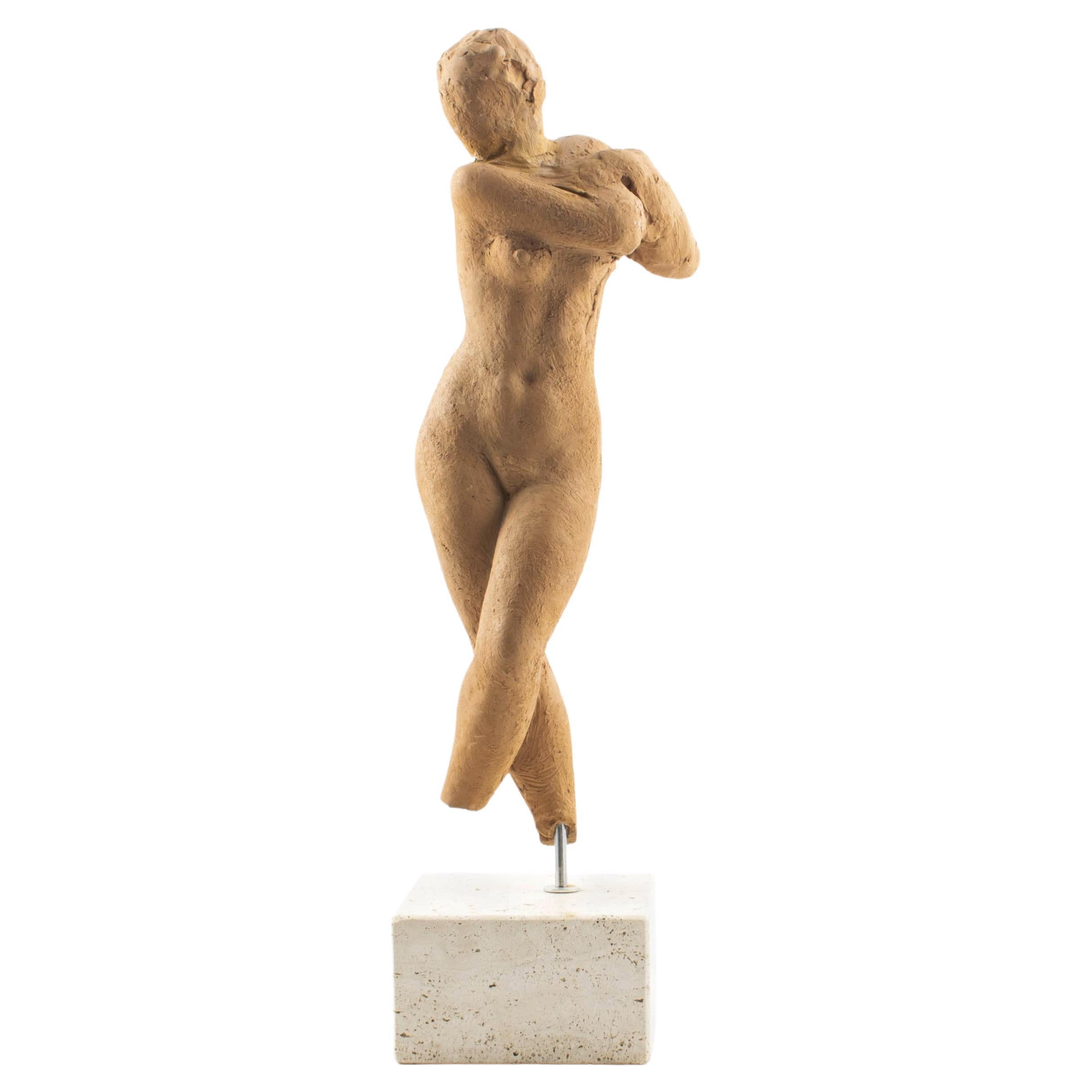 Gerhard Henning, Gracious Female Figure in Burnt Clay For Sale