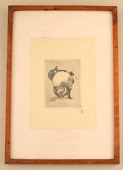Gerhard Henning Nude Study, Erotic Etching on Japanese Paper