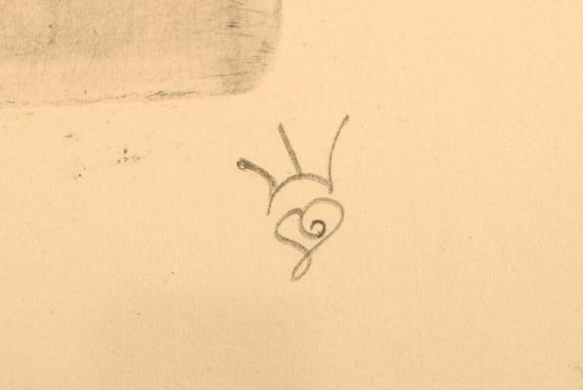 Anglo-Japanese Gerhard Henning Nude Study, Erotic Etching on Japanese Paper