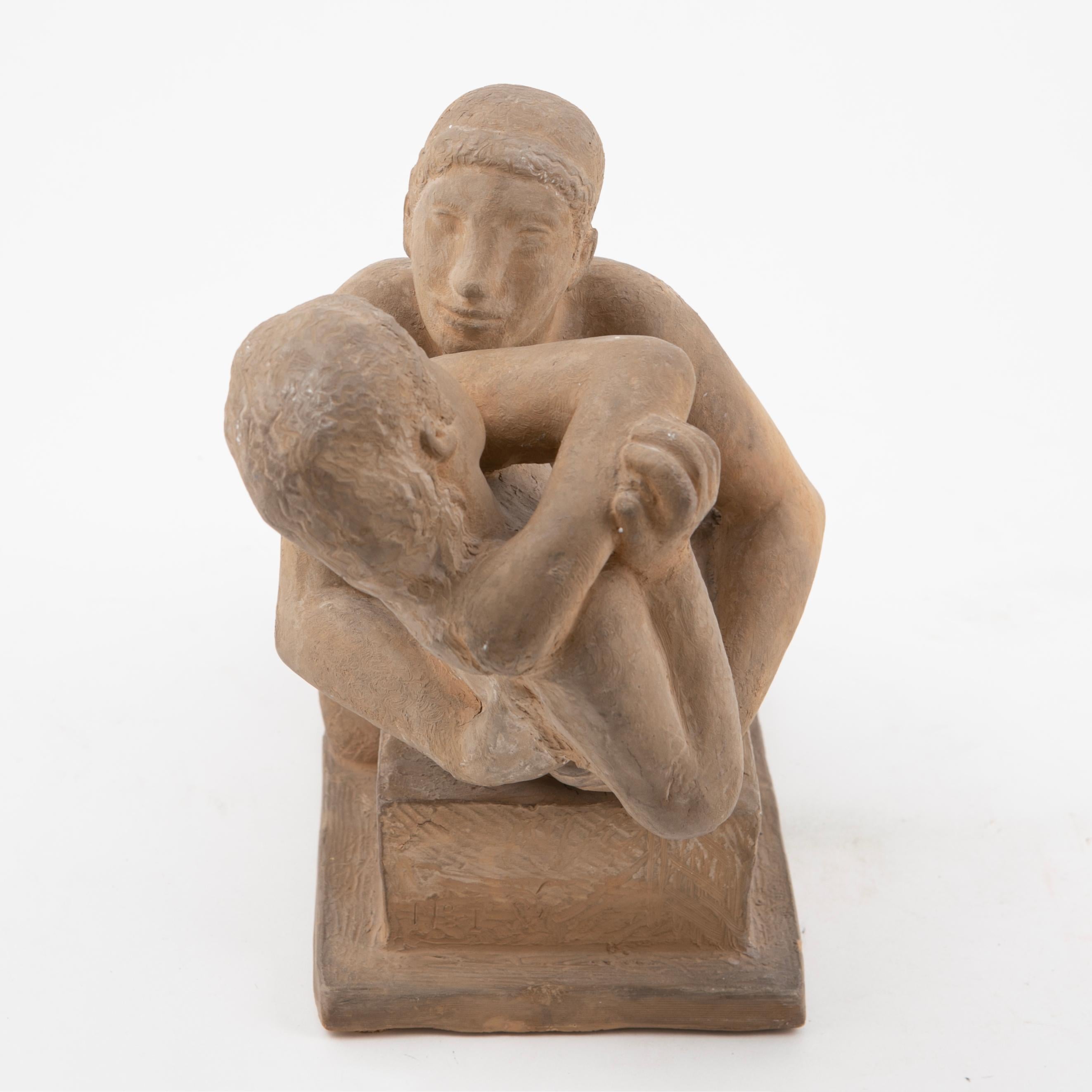 Gerhard Henning Escultura de arcilla de hombre y mujer Danés en venta