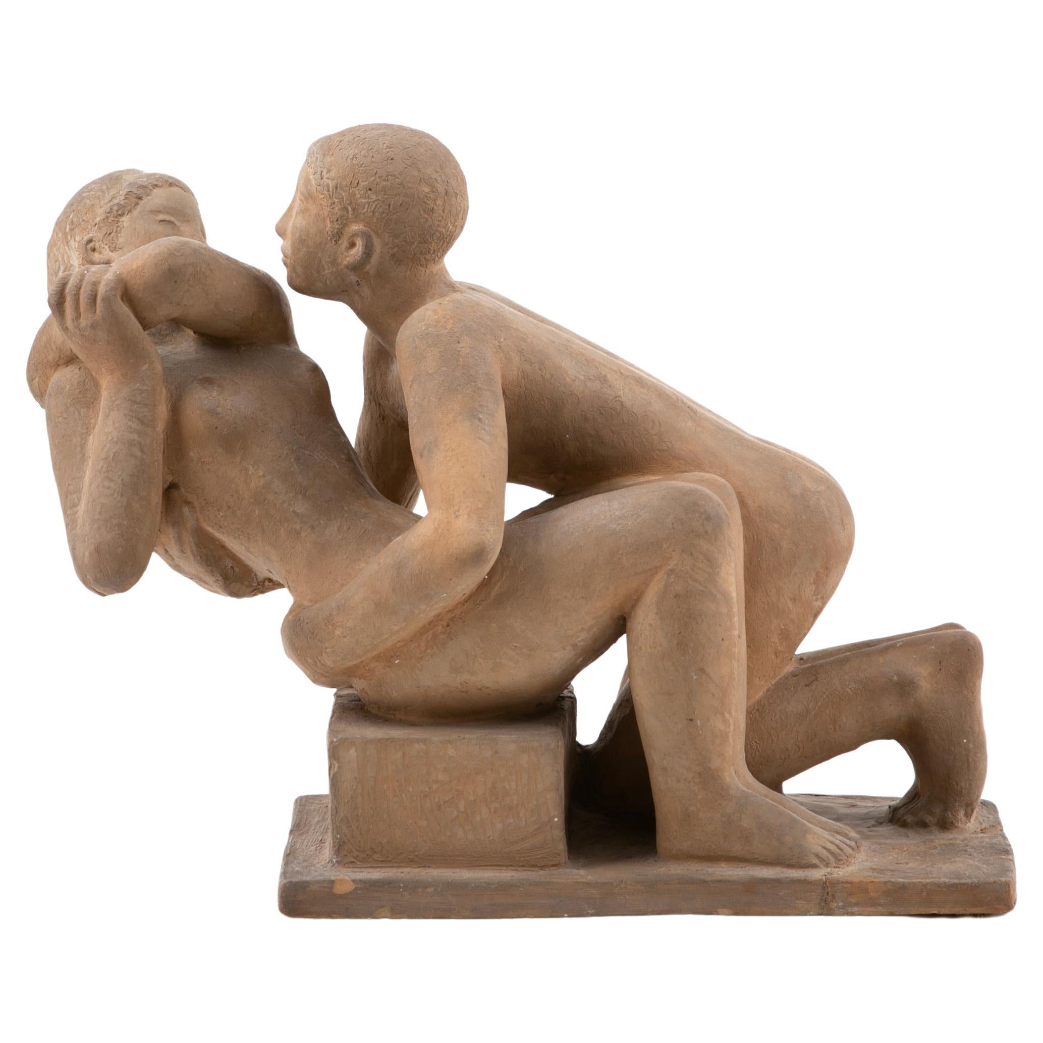 Gerhard Henning Sculpture en terre cuite Homme et Femme en vente