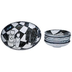 Gerhard Liebenthron, Ceramic Plate Set with Chess Theme, 1964