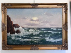 Gerhard Lukas Larsen (Alemán 1911-1965) Óleo lienzo Vintage, Marítimo, Paisaje marino