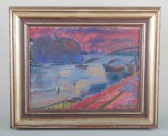 Gerhard Lundberg, schwedischer Künstler. "La Seine, Paris". Öl auf Leinwand. 1938