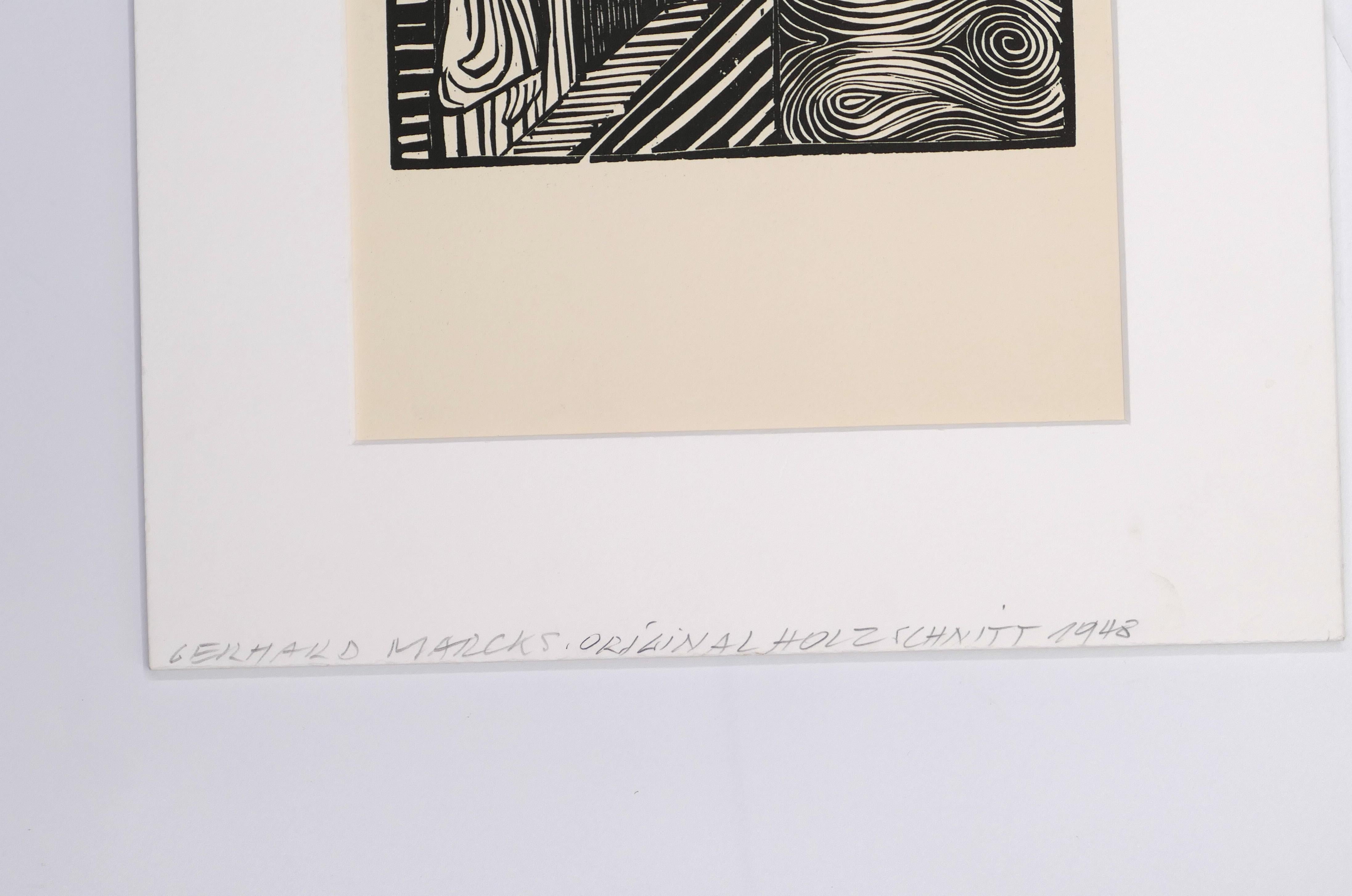 Noah mit Taube - Original Holzschnitt auf Papier von G. Marcks - 1948 – Print von Gerhard Marcks