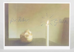 Gerhard Richter (b. 1932) “Schädel mit Kerze”. Postcard, hand-signed.