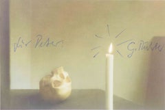 Gerhard Richter (b. 1932) “Schädel mit Kerze”. Postcard, hand-signed.