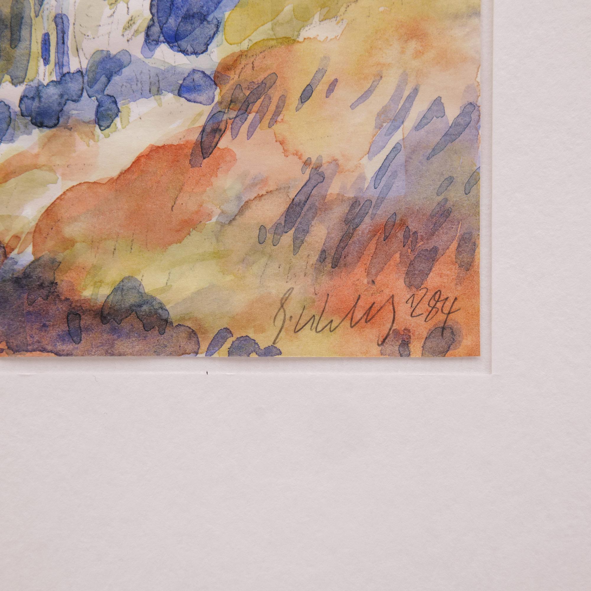 Modern Gerhard Uhlig Watercolor “untitled”, created in 1984 For Sale