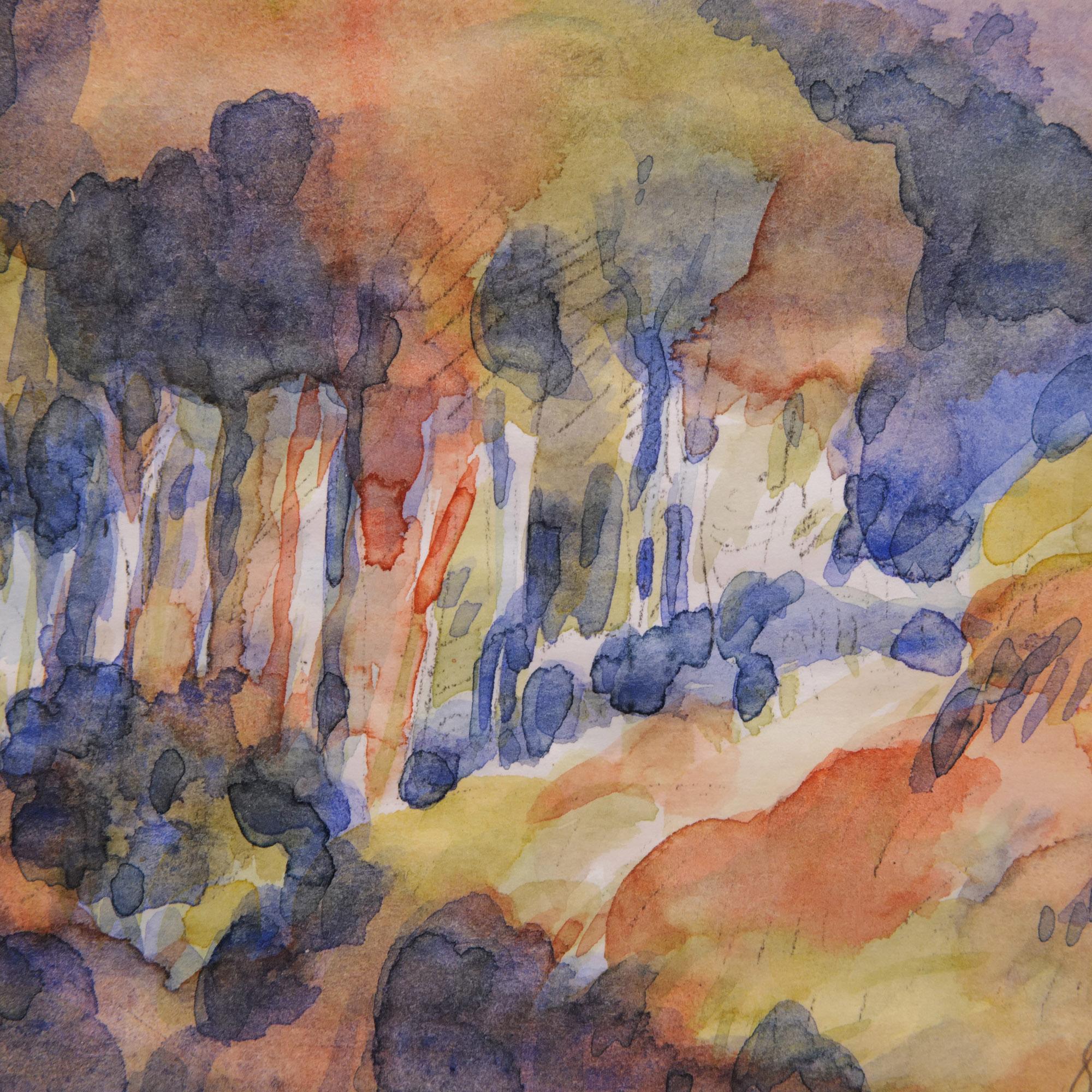 German Gerhard Uhlig Watercolor “untitled”, created in 1984 For Sale