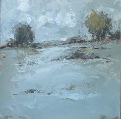 Tra gli alberi di Geri Eubanks, dipinto a olio su un paesaggio impressionista con cornice