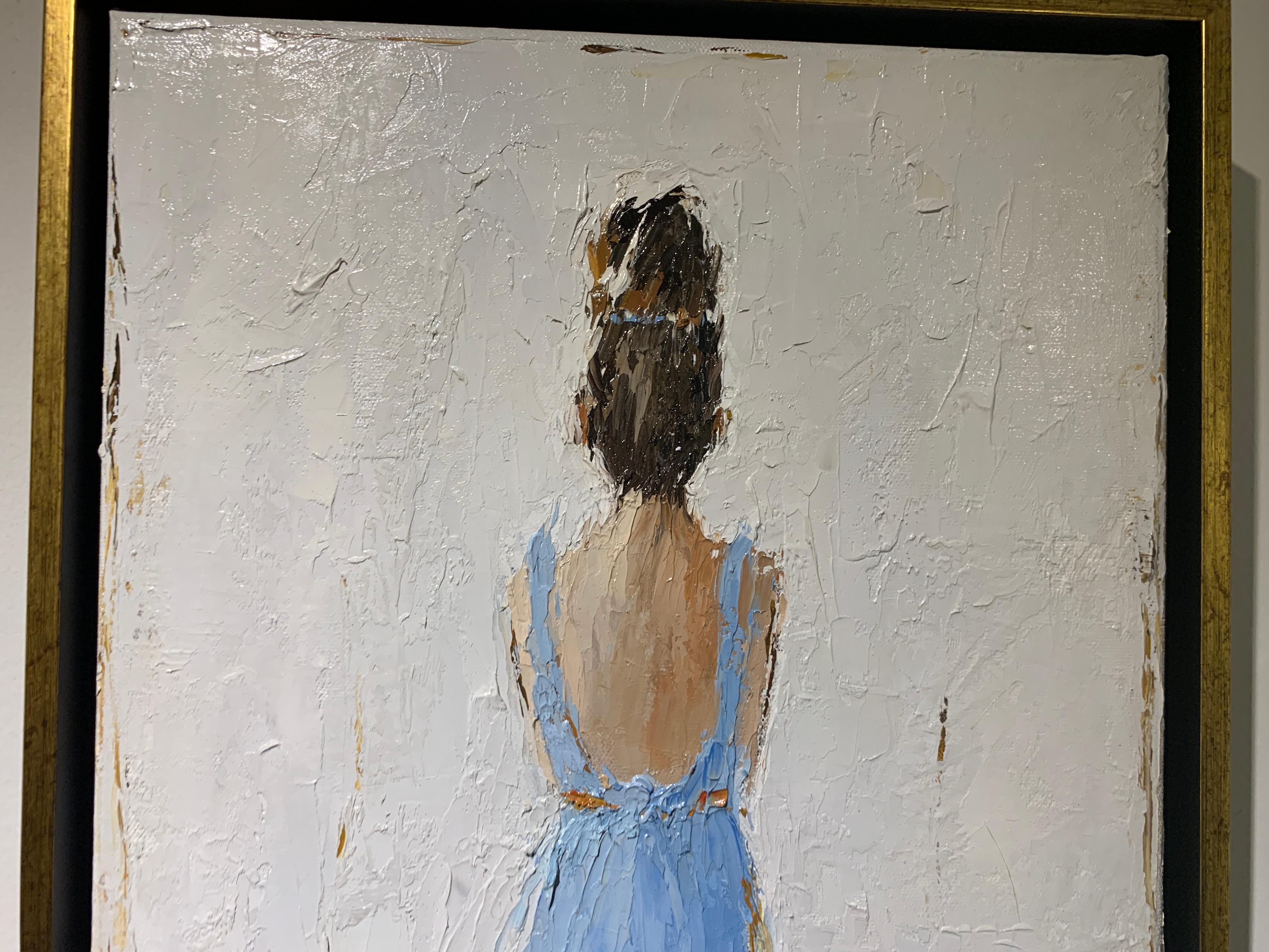 Audrey by Geri Eubanks, Vertical Framed Impressionist Oil on Canvas Portrait 4
