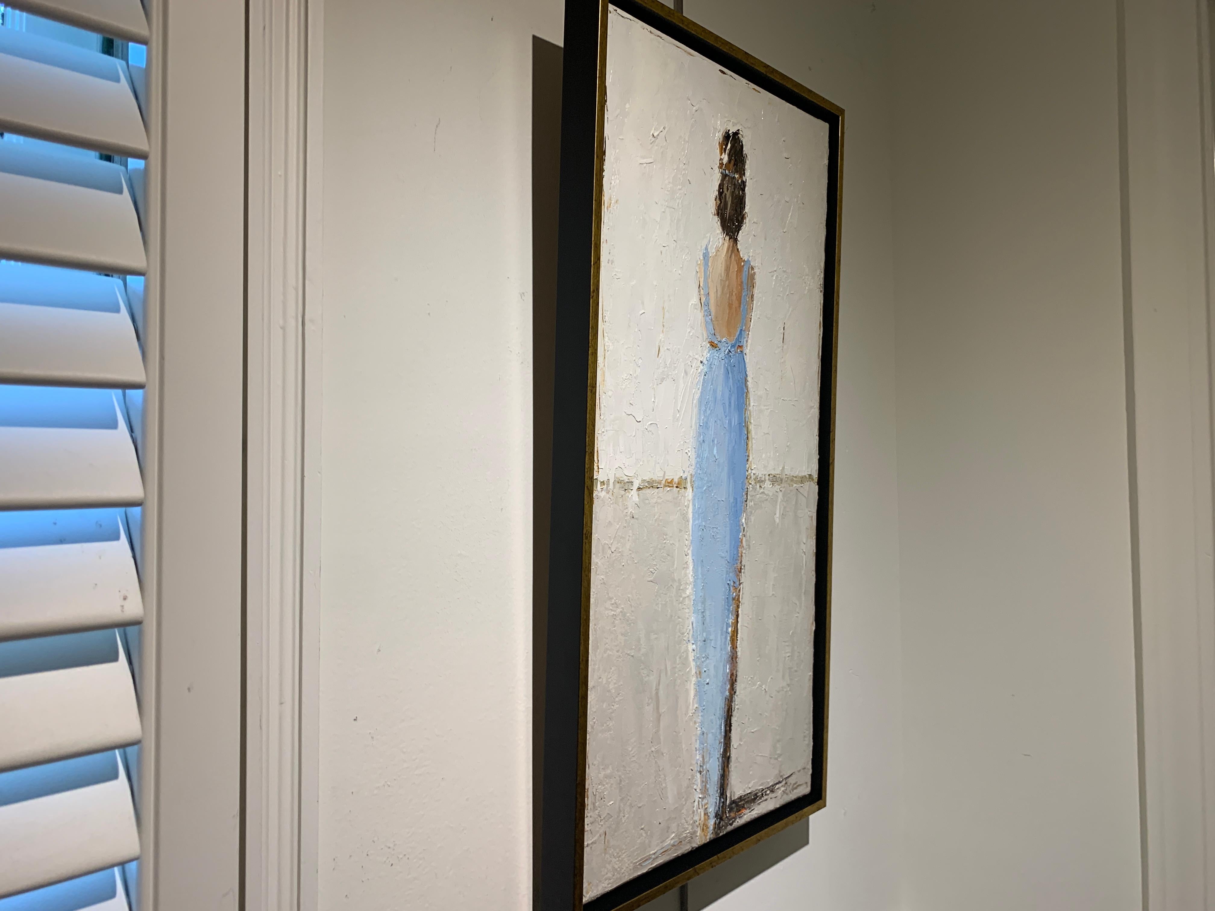 Audrey by Geri Eubanks, Vertical Framed Impressionist Oil on Canvas Portrait 5