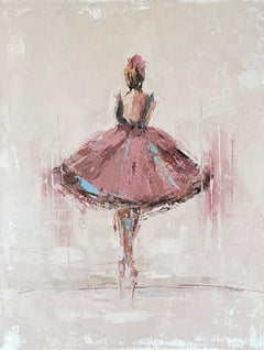 Ballerina in Pink IV by Geri Eubanks, Petite Impressionist Figure Oil Painting