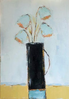 Black Vase by Geri Eubanks, Petite Floral Impressionist Oil Painting