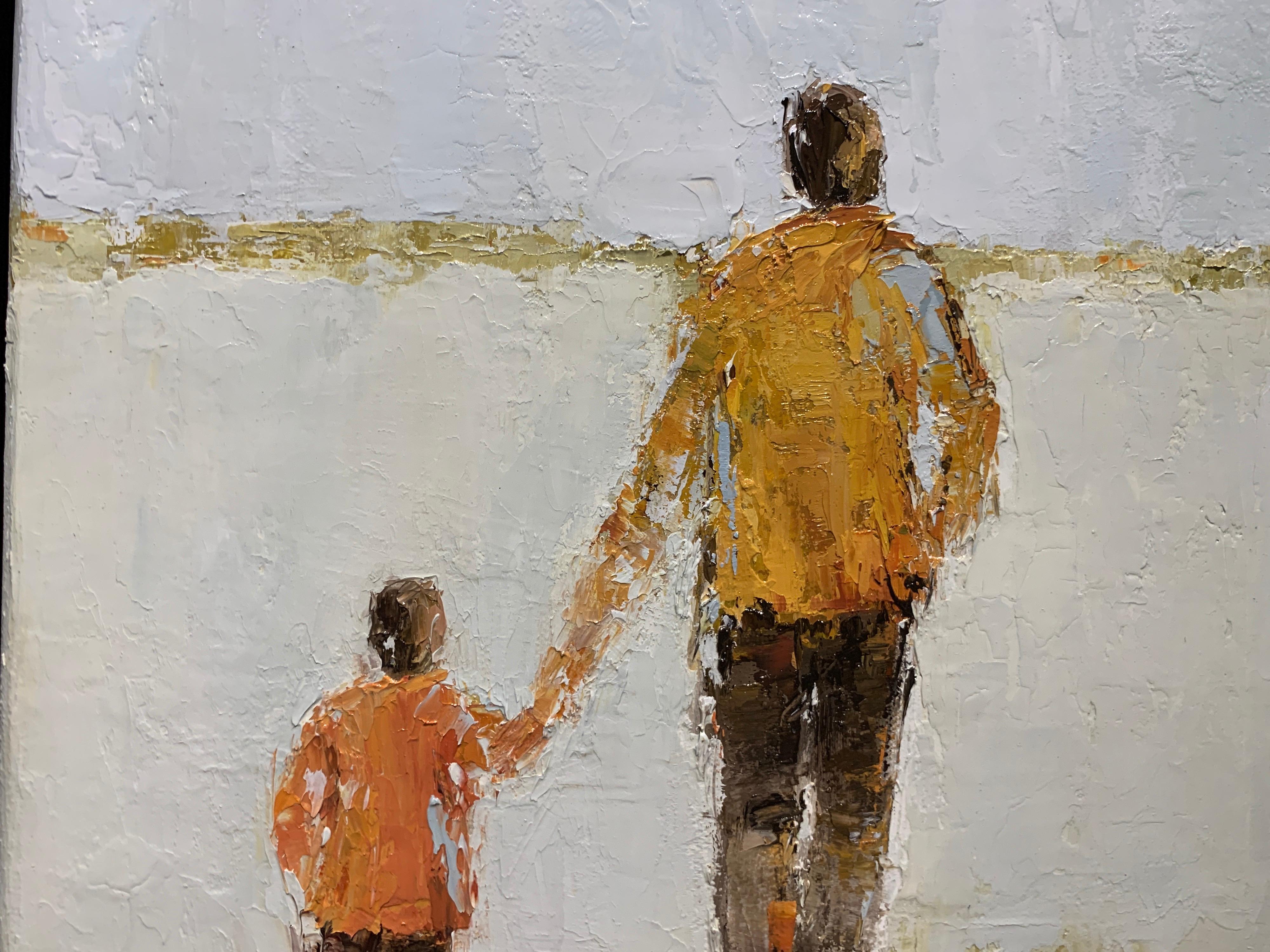 Father and Son by Geri Eubanks, Petite Framed Impressionist Oil Painting 1