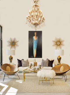 'Felice, ' Large Framed Vertical Realist Figure Painting