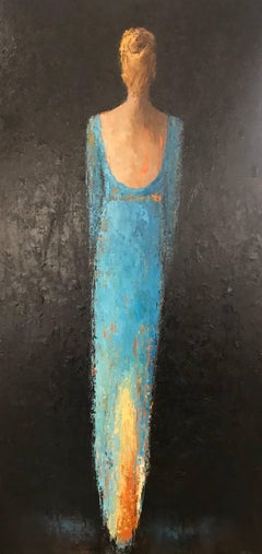 'Felice, ' Large Framed Vertical Realist Figure Painting