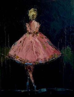 Figurative Tänzerin Gemälde, Rosa Ballett Kunst, Öl auf Leinwand gerahmt