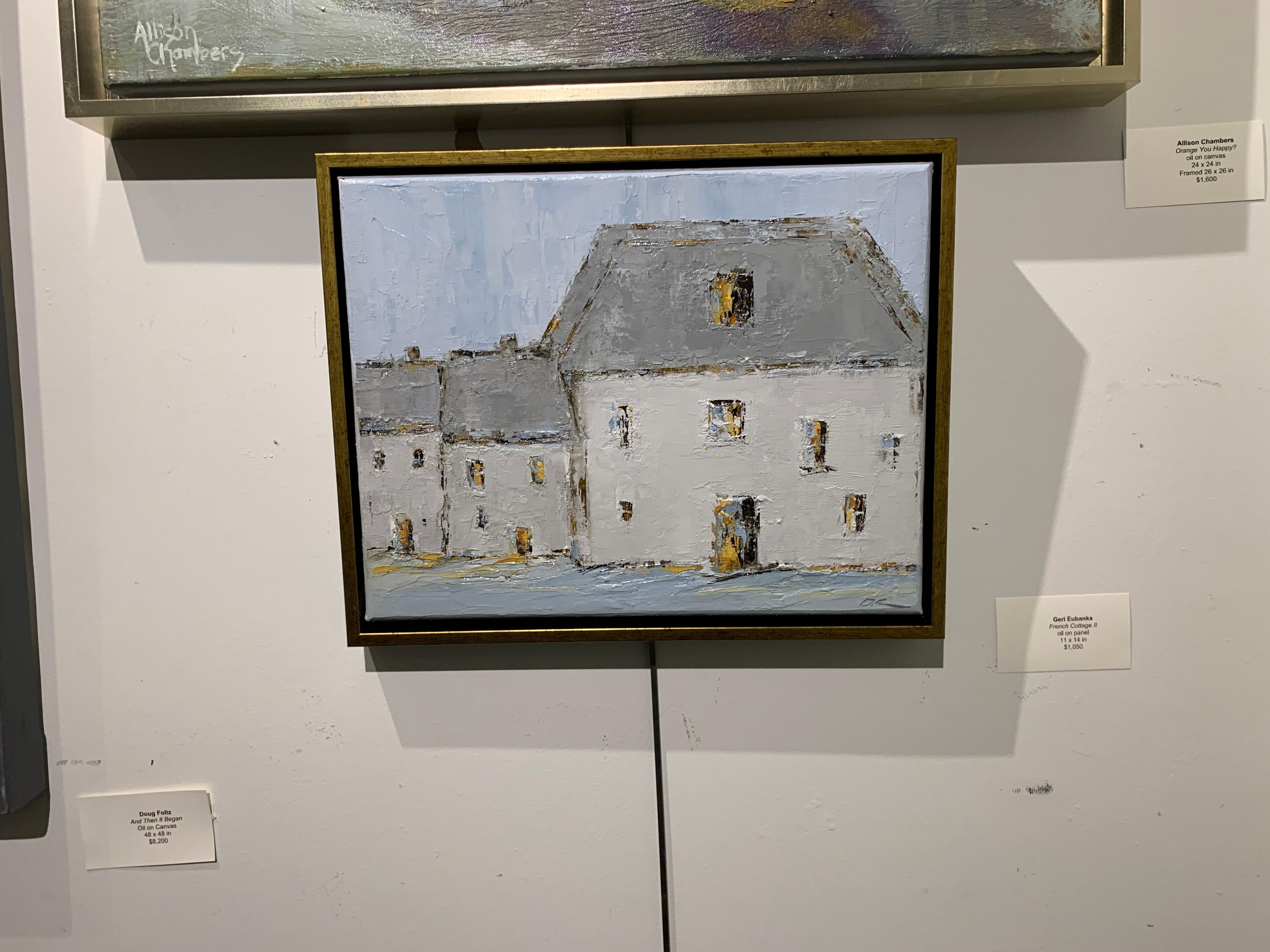 French Cottage II, Geri Eubanks, Impressionist Oil on Canvas Framed Painting 1