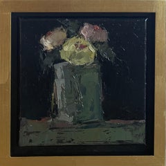 Green Vase II by Geri Eubanks, Petite Impressionist Still Life Oil Painting