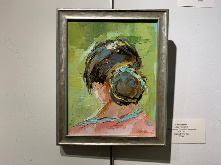 Head Portrait by Geri Eubanks, Small Framed Figure Impressionist Oil Painting For Sale 1
