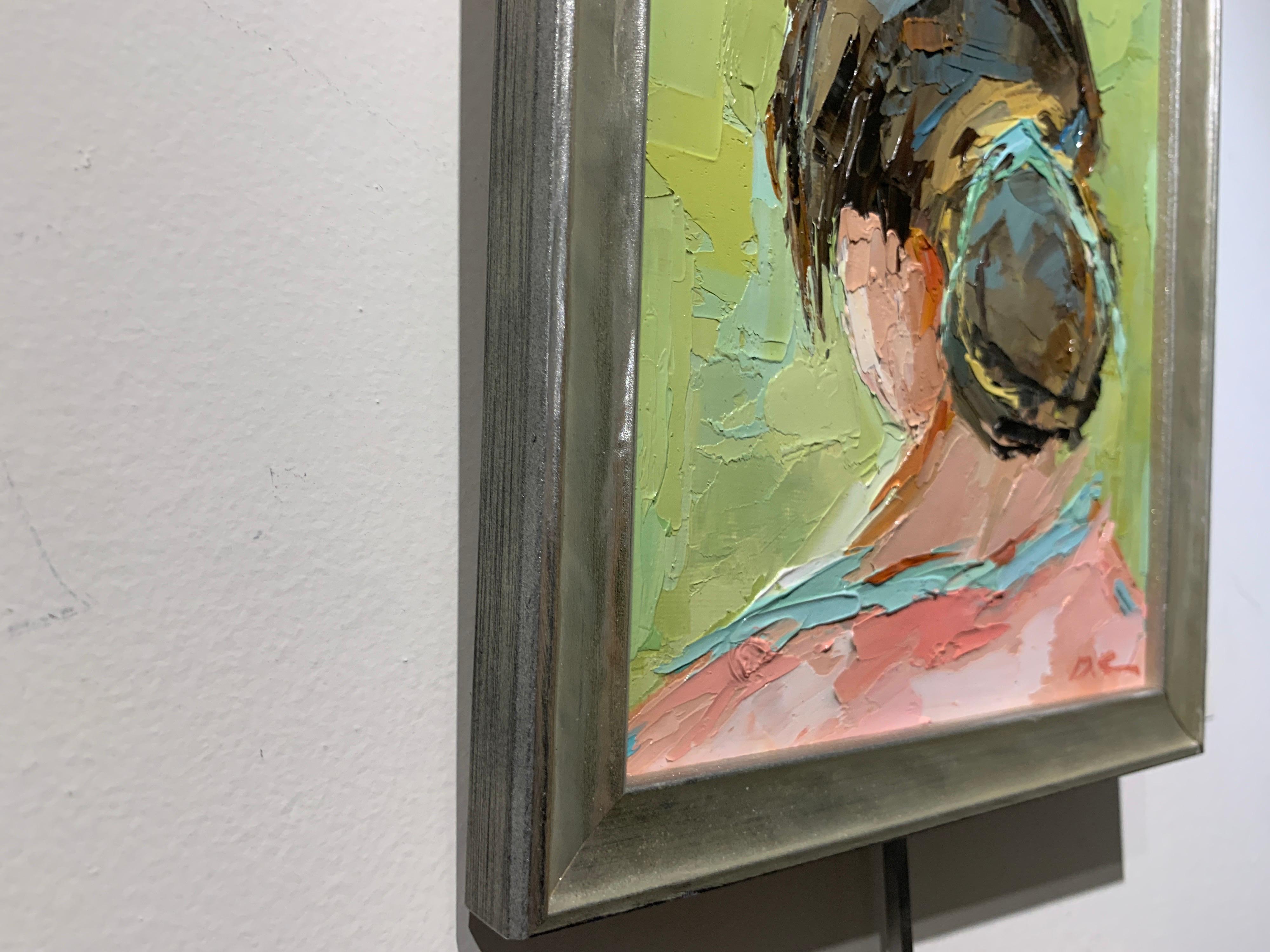 Head Portrait by Geri Eubanks, Small Framed Figure Impressionist Oil Painting 3