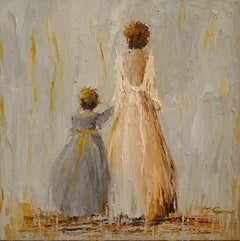 Holding Hands III by Geri Eubanks, Small Framed Impressionist Square Painting