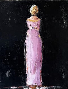 Robe lavande de Geri Eubanks, peinture figurative encadrée à l'huile sur toile