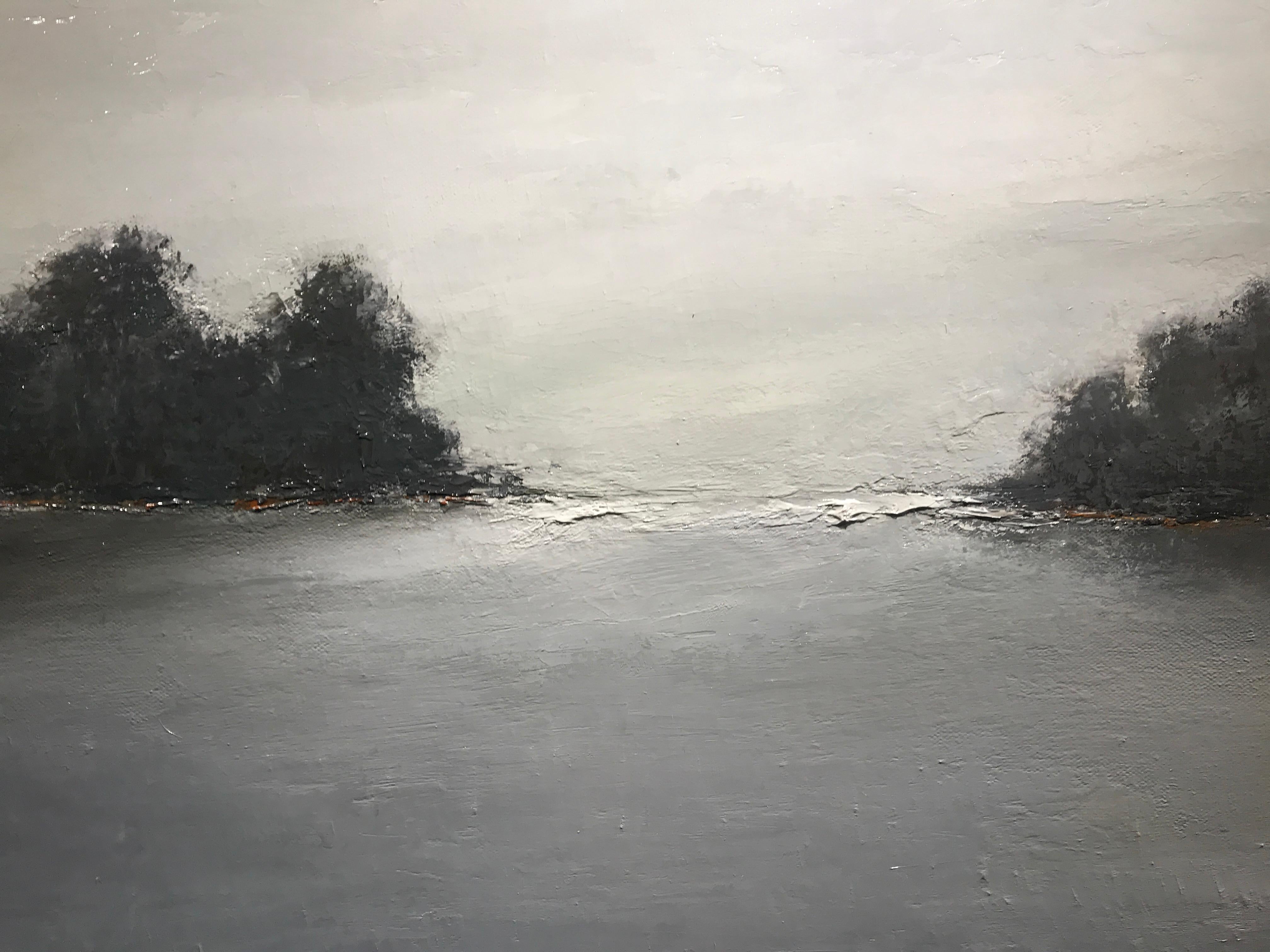 Morning Stillness, Geri Eubanks 2018 Oil on Canvas Grey Landscape Painting 2