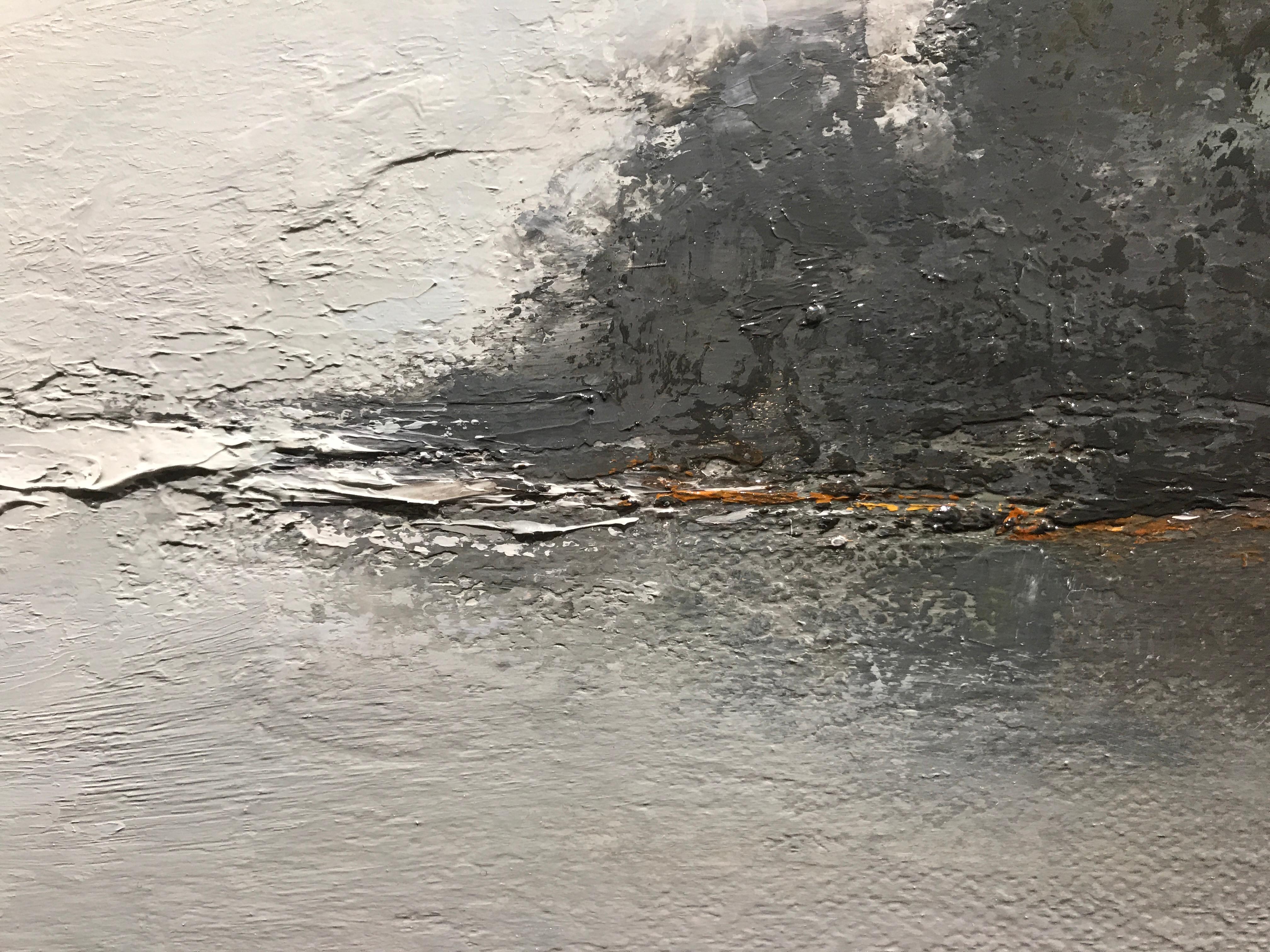 Morning Stillness, Geri Eubanks 2018 Oil on Canvas Grey Landscape Painting 4