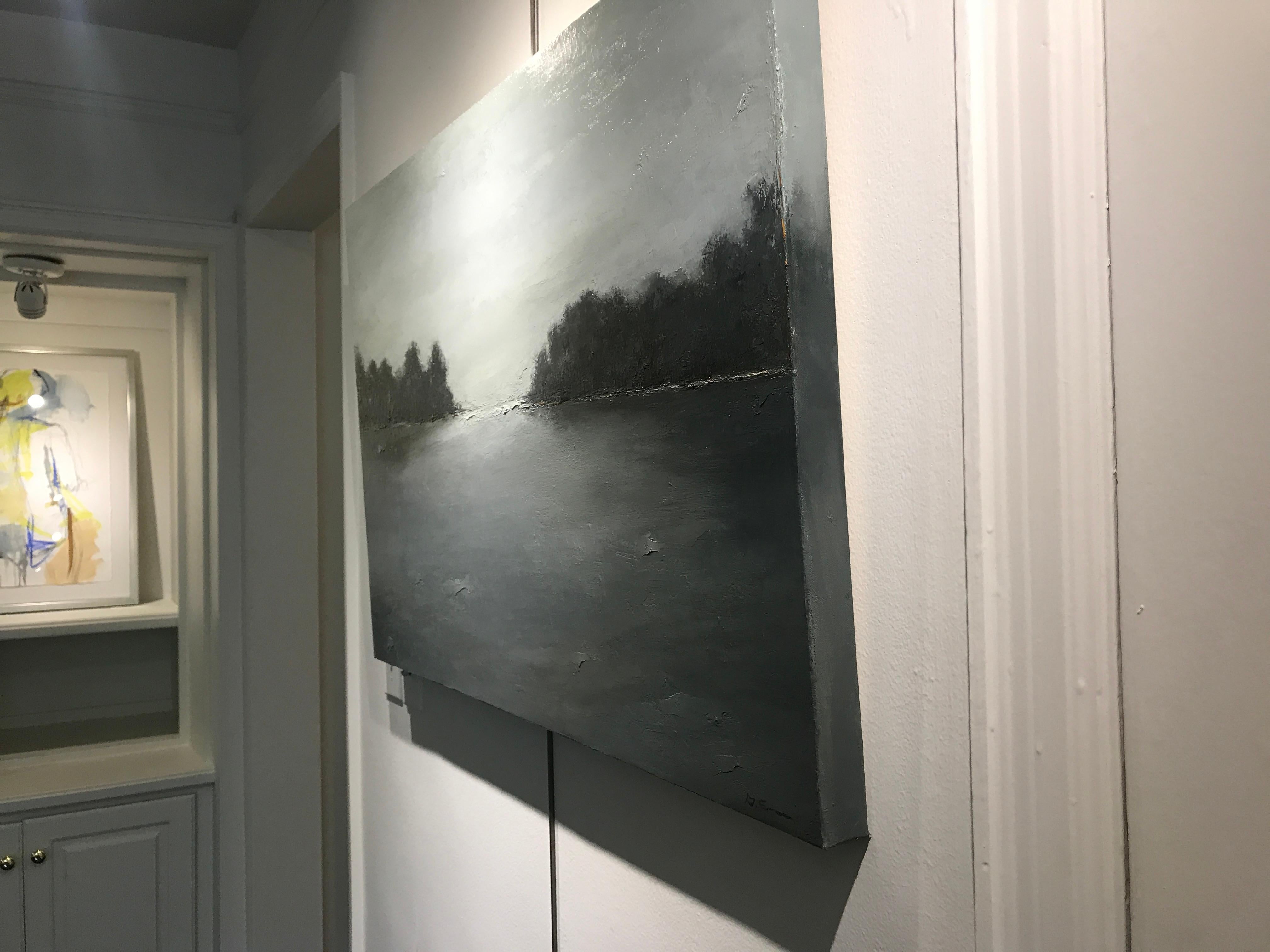 Morning Stillness, Geri Eubanks 2018 Oil on Canvas Grey Landscape Painting 6