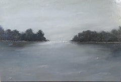 Morning Stillness, Geri Eubanks 2018 Oil on Canvas Grey Landscape Painting