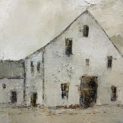 Old Barn I by Geri Eubanks, Square Framed Impressionist Oil Painting