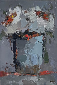 Petite Floral 3 von Geri Eubanks, Kleines impressionistisches Stillleben Ölgemälde