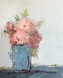 Pink Peonies I by Geri Eubanks, Framed Floral Oil on Canvas Painting