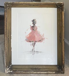Pose IV by Geri Eubanks, Pintura al óleo figurativa enmarcada en rosa