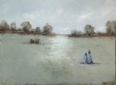 Serenity II di Geri Eubanks, grande dipinto a olio di paesaggio impressionista