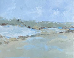 Cala protegida de Geri Eubanks, Pintura al óleo impresionista de paisaje enmarcada