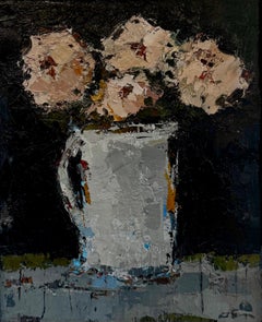 Kleines Blumenstillleben, zeitgenössisches botanisches Ölgemälde auf Leinwand