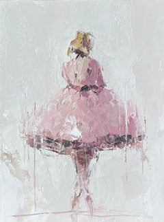 Young Ballerina by Geri Eubanks, Framed Figurative Oil Painting in Pink